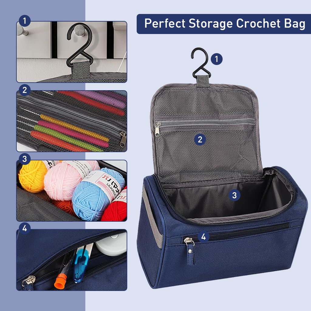 HASTHIP 9Pcs Crochet Hooks Stitching Needles Set with Storage Bag, 6 Large Eye Stitching Needles, 20Pcs Color Stitch Marks Anti-slip Rubberized Handle Crochet Hooks Beginners Crochet Kit HASTHIP 9Pcs Crochet Hooks Stitching Needles Set with Storage Bag, 6 Large Eye Stitching Needles, 20Pcs Color Stitch Marks Anti-slip Rubberized Handle Crochet Hooks Beginners Crochet Kit